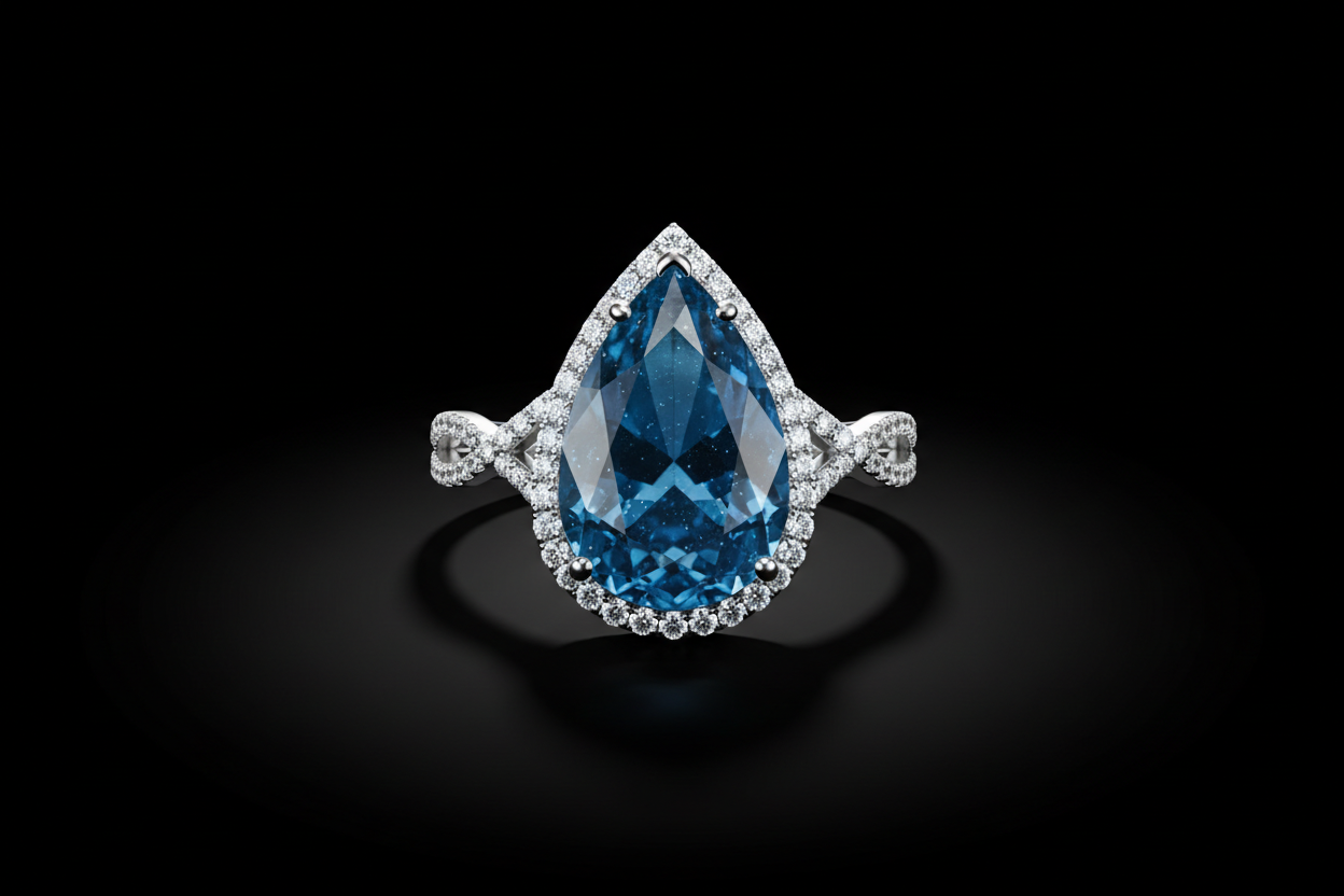 faca um Anel Celeste Gota em fundo preto