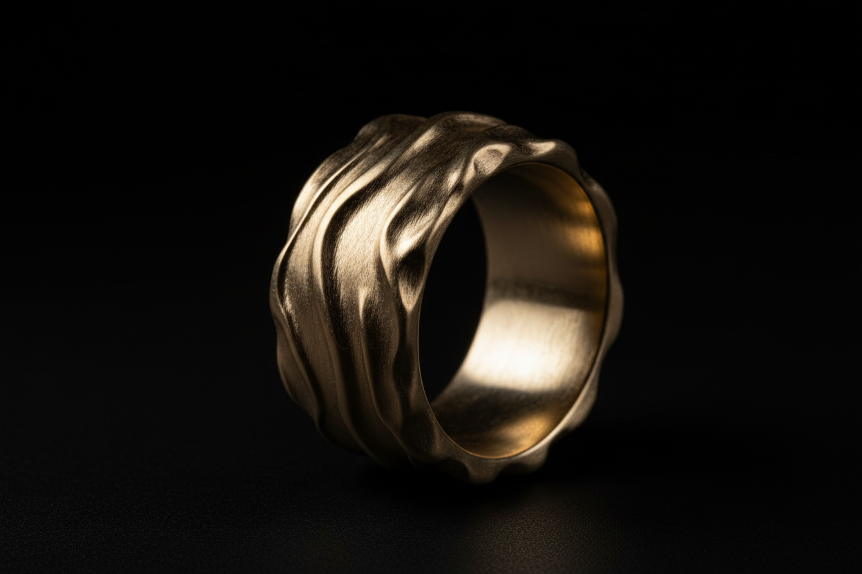 faca um Anel Duna Texturizado em fundo preto