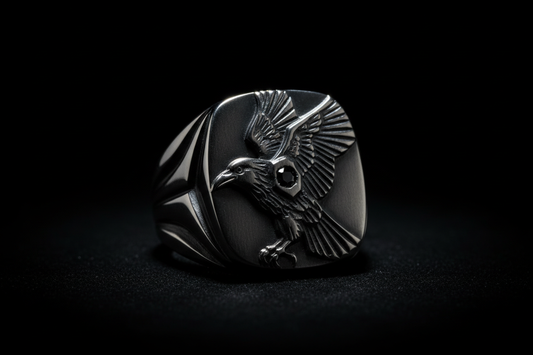 faca um Anel Noire Signet em fundo preto