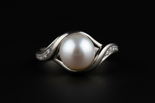 faca um Anel Pérola Clássica em fundo preto