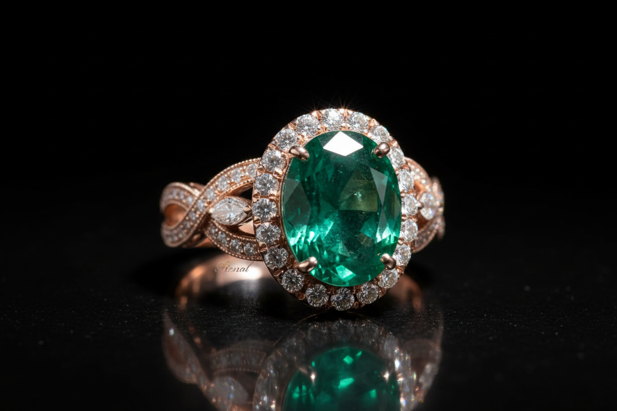 faca um Anel Siena Oval em fundo preto