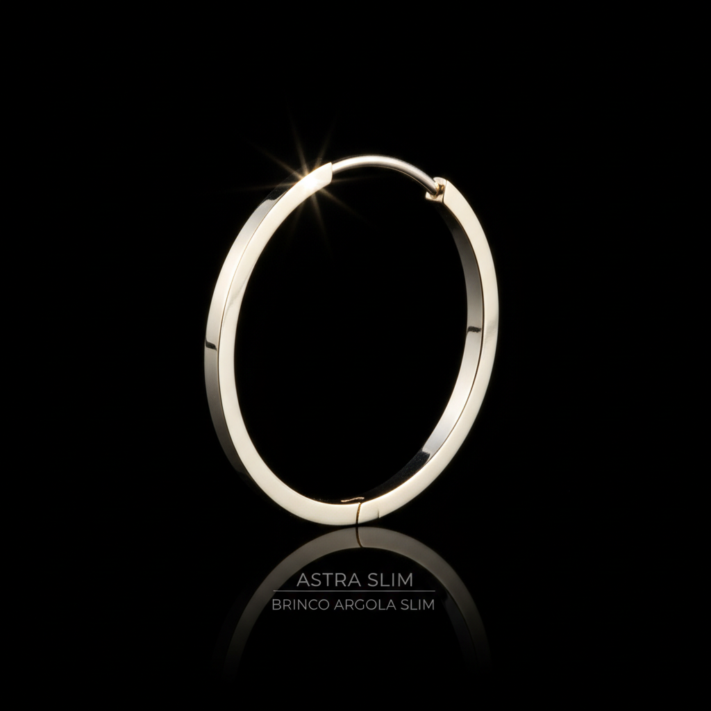 faca um Brinco Astra Argola Slim em fundo preto