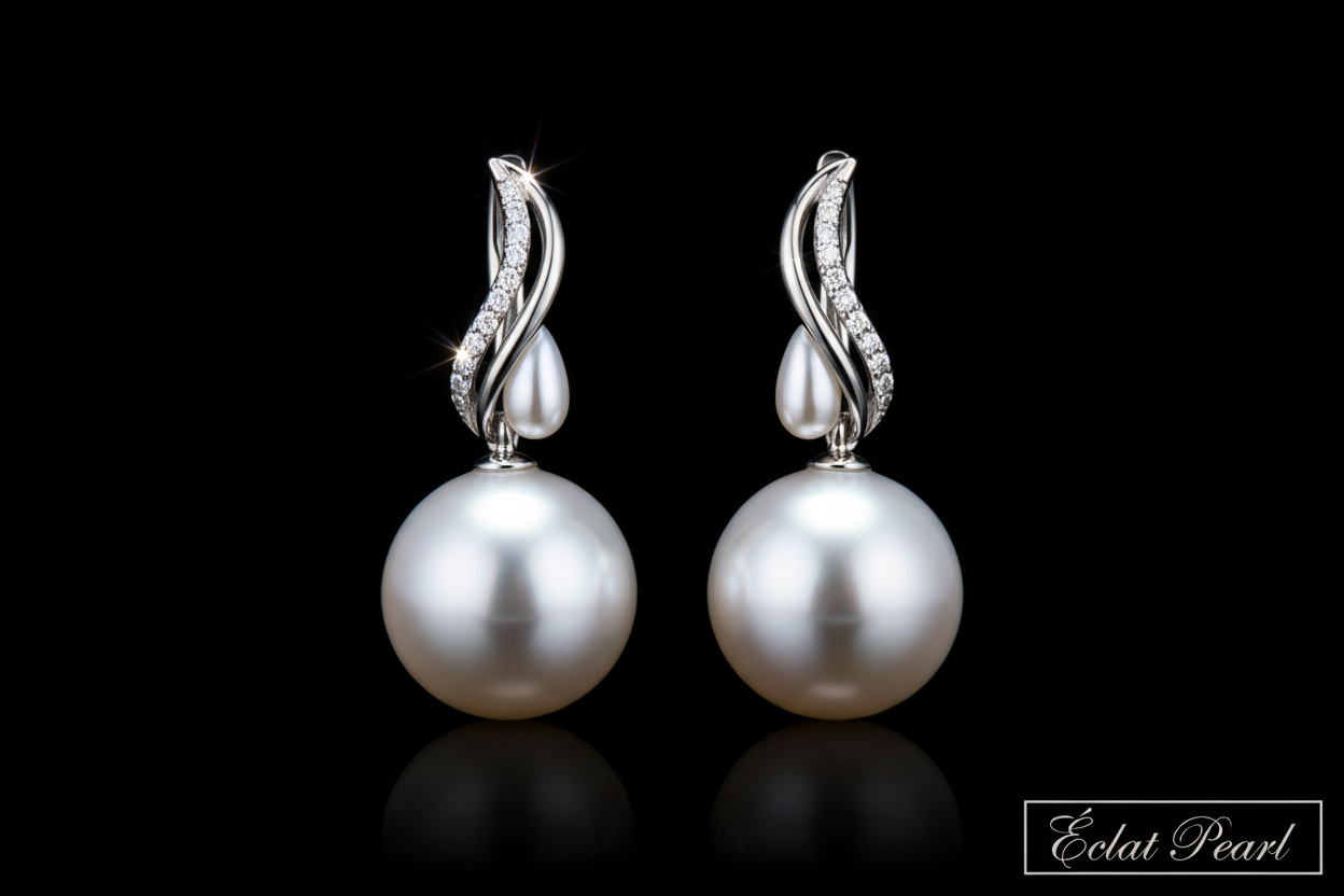 faca um Brinco Éclat Pearl em fundo preto