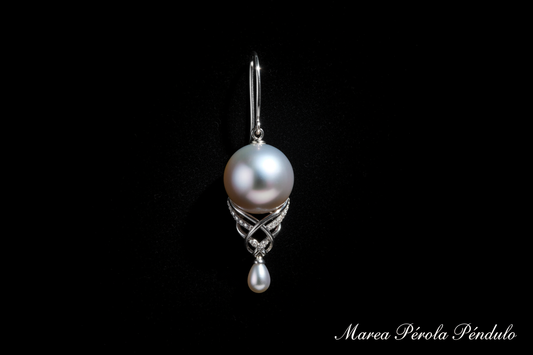 faca um Brinco Marea Pérola Pêndulo em fundo preto