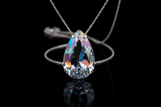 faca um Colar Aurora Gota Cristal em fundo preto