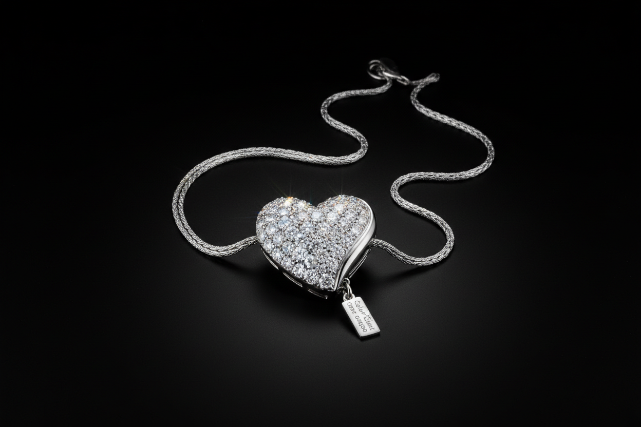 faca um Colar Éclat Coração em fundo preto