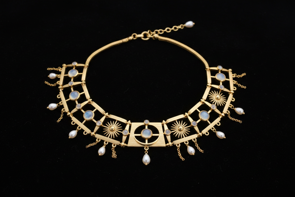 faca um Colar Lumi Choker em fundo preto