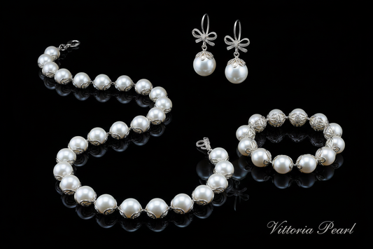 faca um Conjunto Vittoria Pearl em fundo preto